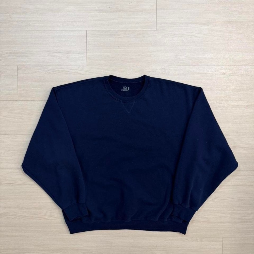 Vintage Navy Blue Fruit Of the Loom Crewneck Sweatshirt Men's Size XXL